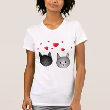 Cute Black and Gray Cats, with Hearts. Shirt