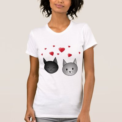 Cute Black and Gray Cats, with Hearts. Shirt