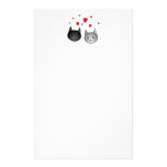 Cute Black and Gray Cats, with Hearts. Custom Stationery