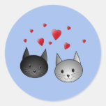 Cute Black and Gray Cats, with Hearts. Sticker