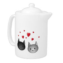 Cute Black and Gray Cats, with Hearts.