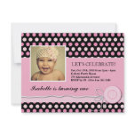Cute Black and Pink Birthday Party Invitation