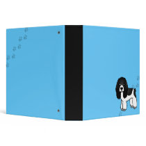 Cute Black and White Cocker Spaniel Cartoon Blue Binders