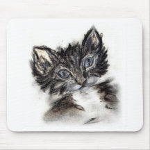 Cute Black and White Kitten Mousepads