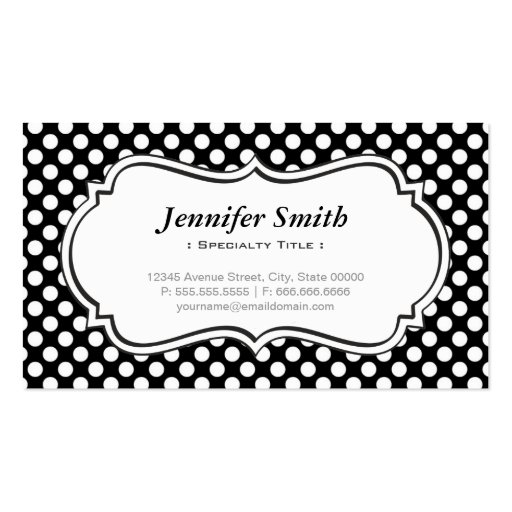 Cute Black and White Polka Dots - Simple Elegant Business Cards (front side)