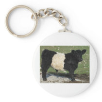Cute Black Belted Galloway Calf Keychains