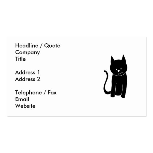 Cute Black Cat Business Card Templates (back side)