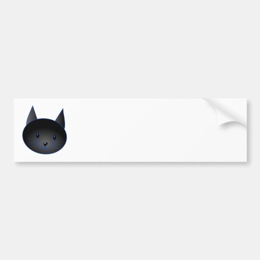 Cute Black Cat. Cat Cartoon illustration. Bumper Stickers
