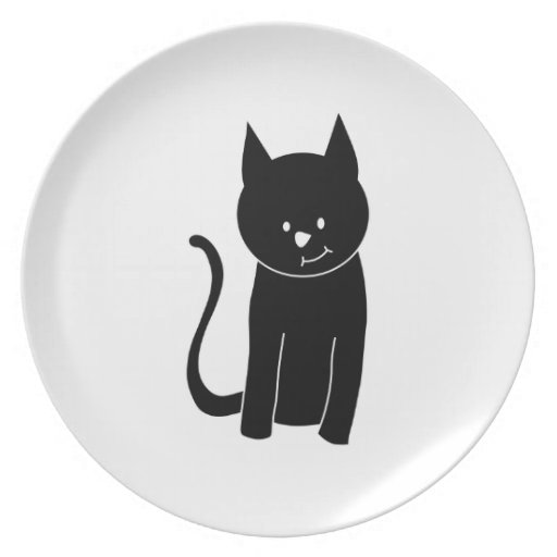 Cute Black Cat Dinner Plate Zazzle