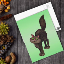Cute Black Cat Green Eyes postcards
