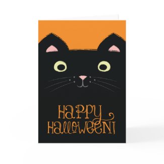 Cute Black Cat Halloween Card