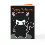 Cute Black Cat Halloween Card for kids