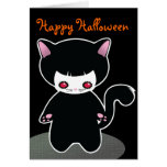 Cute Black Cat Halloween Card for kids