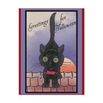 Cute Black Cat Halloween Cards post cards