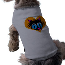 Cute Black Cat Heart Dog Shirts