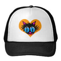 Cute Black Cat Heart Hats