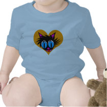Cute Black Cat Heart Infant Creeper