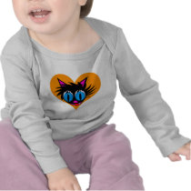 Cute Black Cat Heart Infant Longsleeve T-shirt