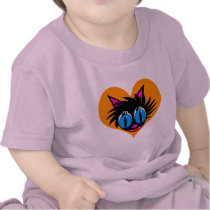 Cute Black Cat Heart Infant T-Shirt