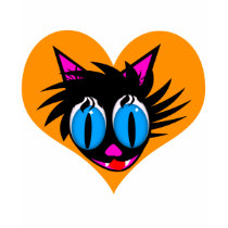 Cute Black Cat Heart Kids' Dark Shirts