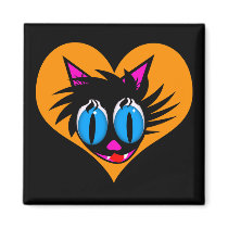 Cute Black Cat Heart Magnets