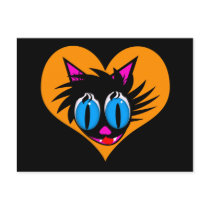 Cute Black Cat Heart Postcard