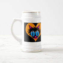 Cute Black Cat Heart Steins Mug