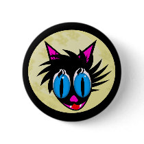 Cute Black Cat Moon Buttons