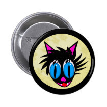 Cute Black Cat Moon Buttons