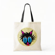 Cute Black Cat Moon Canvas Bags