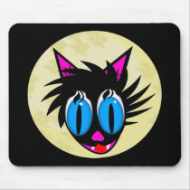 Cute Black Cat Moon Mousepad