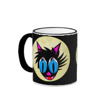 Cute Black Cat Moon Mugs