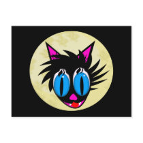 Cute Black Cat Moon Post Cards