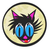 Cute Black Cat Moon Stickers