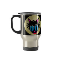 Cute Black Cat Moon Travel Mugs