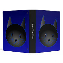 Cute Black Cat on deep midnight blue. Vinyl Binder