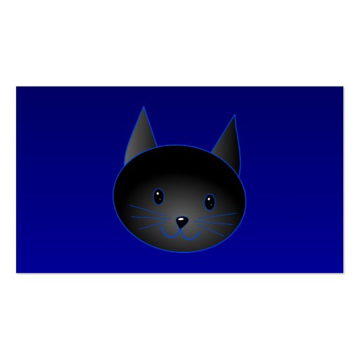 Cute Black Cat on deep midnight blue. Business Card Templates (front side)