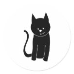 Cute Black Cat Round Stickers