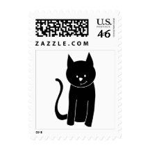 Cute Black Cat Stamp