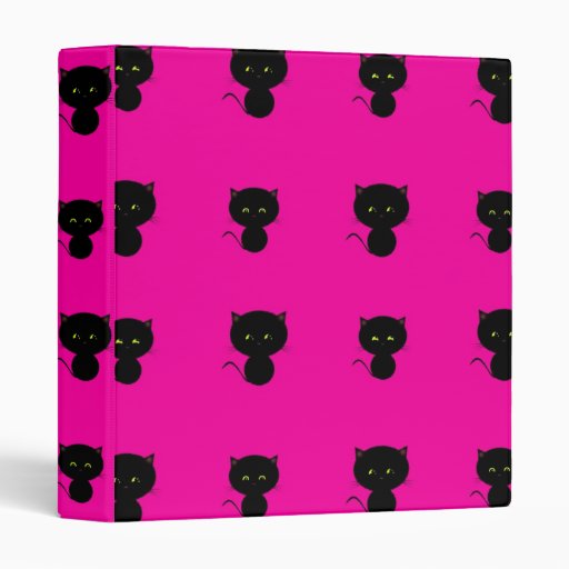 Cute Black Cats on Hot Pink Binder