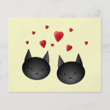 Cute Black Cats with Hearts, on cream. Personalized Flyer