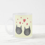 Cute Black Cats with Hearts, on cream. Mug