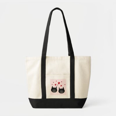 Cute Black Cats with Hearts on pale pink