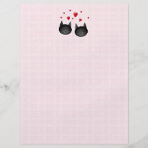 Cute Black Cats with Hearts, on pale pink. Full Color Flyer