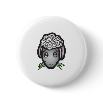 cute black face lamb pinback button