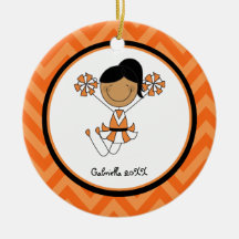 Cute Black Haired Cheerleader Christmas Ornament