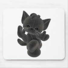 Cute black kitten mouse mats