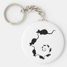 Cute Black Mouse Design. Spiral of Mice. Key Chain