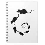 Cute Black Mouse Design. Spiral of Mice. Notebook