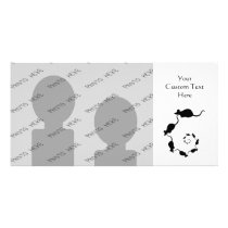 Cute Black Mouse Design. Spiral of Mice. Photo Card Template